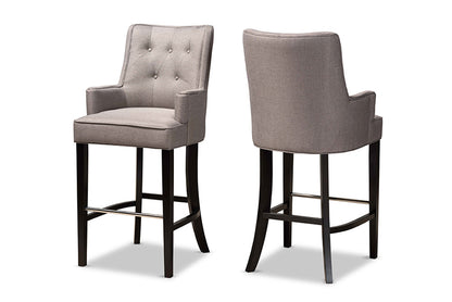 Baxton Studio - Aldon Barstool Set of 2 - BBT5407B-Grey/Wenge-BS view 1