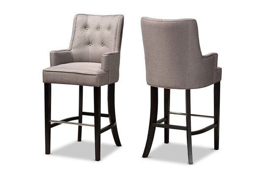 Baxton Studio - Aldon Barstool Set of 2 - BBT5407B-Grey/Wenge-BS view 1