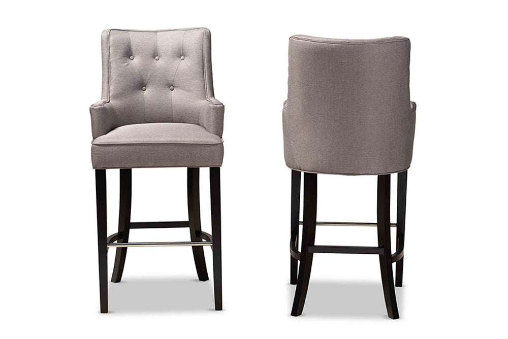 Baxton Studio - Aldon Barstool Set of 2 - BBT5407B-Grey/Wenge-BS view 2