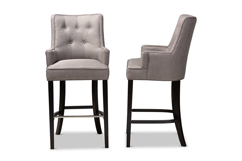 Baxton Studio - Aldon Barstool Set of 2 - BBT5407B-Grey/Wenge-BS view 3