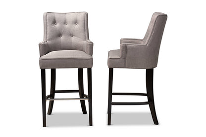 Baxton Studio - Aldon Barstool Set of 2 - BBT5407B-Grey/Wenge-BS view 3