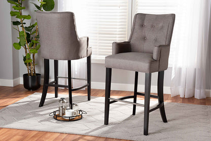 Baxton Studio - Aldon Barstool Set of 2 - BBT5407B-Grey/Wenge-BS view 5