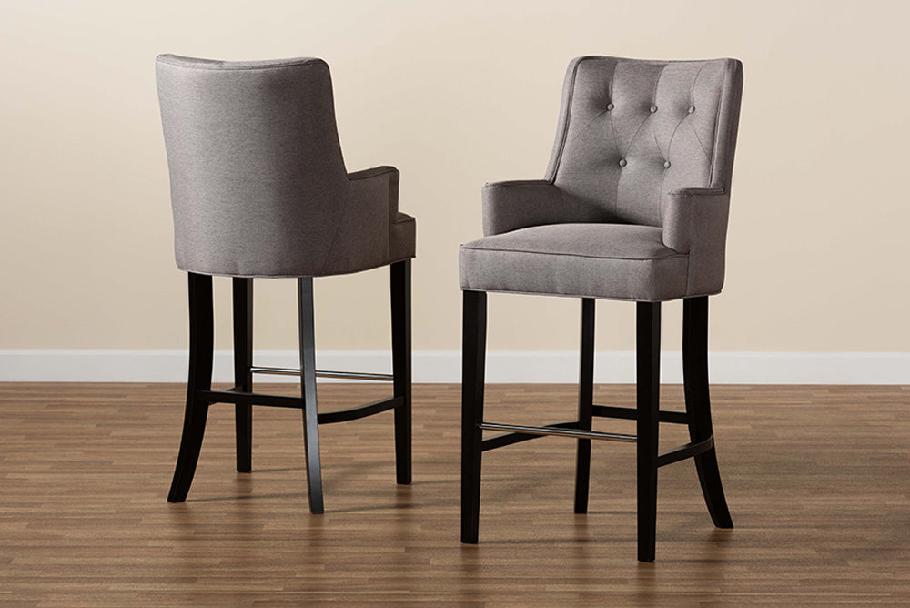 Baxton Studio - Aldon Barstool Set of 2 - BBT5407B-Grey/Wenge-BS view 7