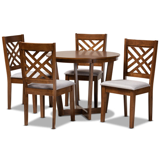 Baxton Studio - Alena Dining Set in Grey/Walnut - Alena-Grey/Walnut-5PC Dining Set view 1