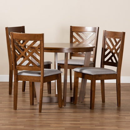 Baxton Studio - Alena Dining Set in Grey/Walnut - Alena-Grey/Walnut-5PC Dining Set view 8