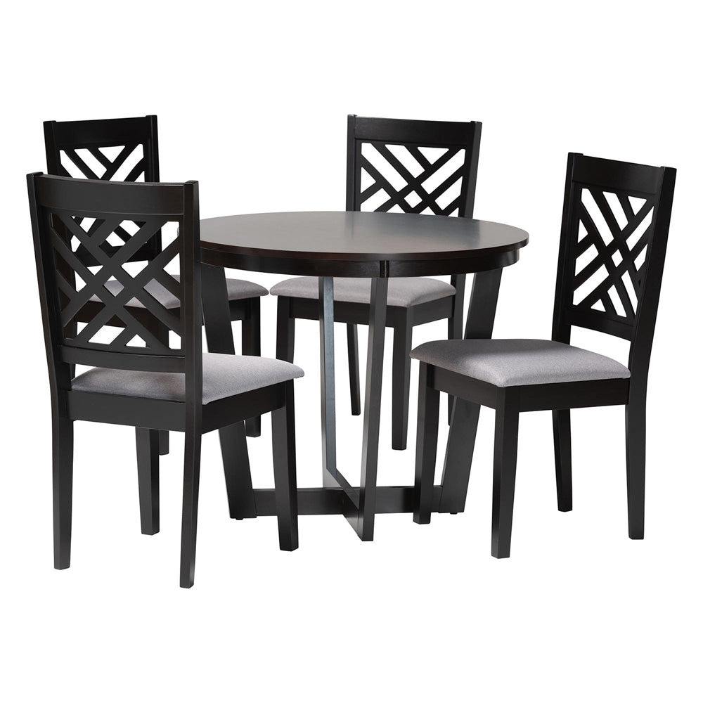 Baxton Studio - Alena Dining Set in Light Grey/Dark Brown - Jodie-Grey/Dark Brown-5PC Dining Set view 1