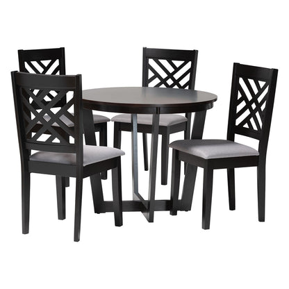 Baxton Studio - Alena Dining Set in Light Grey/Dark Brown - Jodie-Grey/Dark Brown-5PC Dining Set view 1