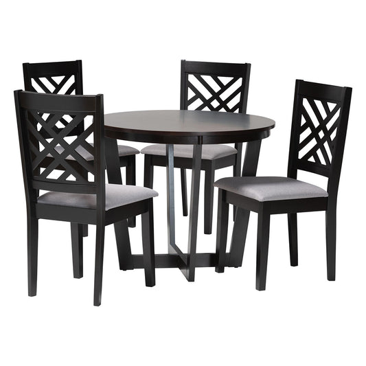 Baxton Studio - Alena Dining Set in Light Grey/Dark Brown - Jodie-Grey/Dark Brown-5PC Dining Set view 1