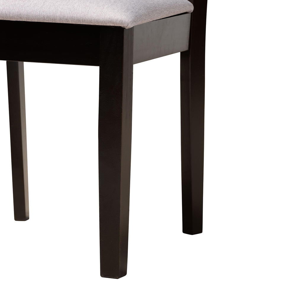 Baxton Studio - Alena Dining Set in Light Grey/Dark Brown - Jodie-Grey/Dark Brown-5PC Dining Set view 6
