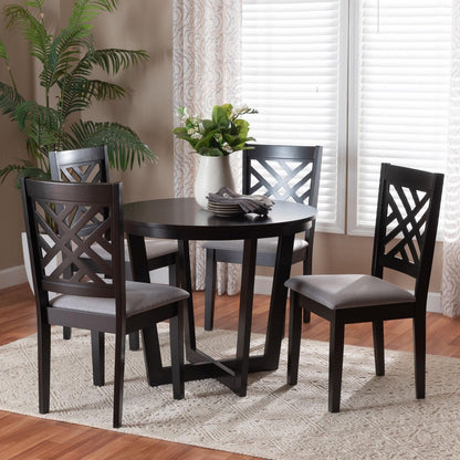 Baxton Studio - Alena Dining Set in Light Grey/Dark Brown - Jodie-Grey/Dark Brown-5PC Dining Set view 8