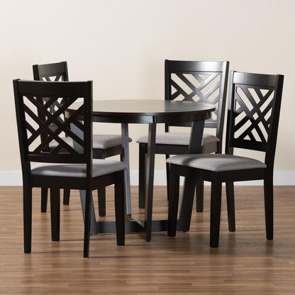 Baxton Studio - Alena Dining Set in Light Grey/Dark Brown - Jodie-Grey/Dark Brown-5PC Dining Set view 9