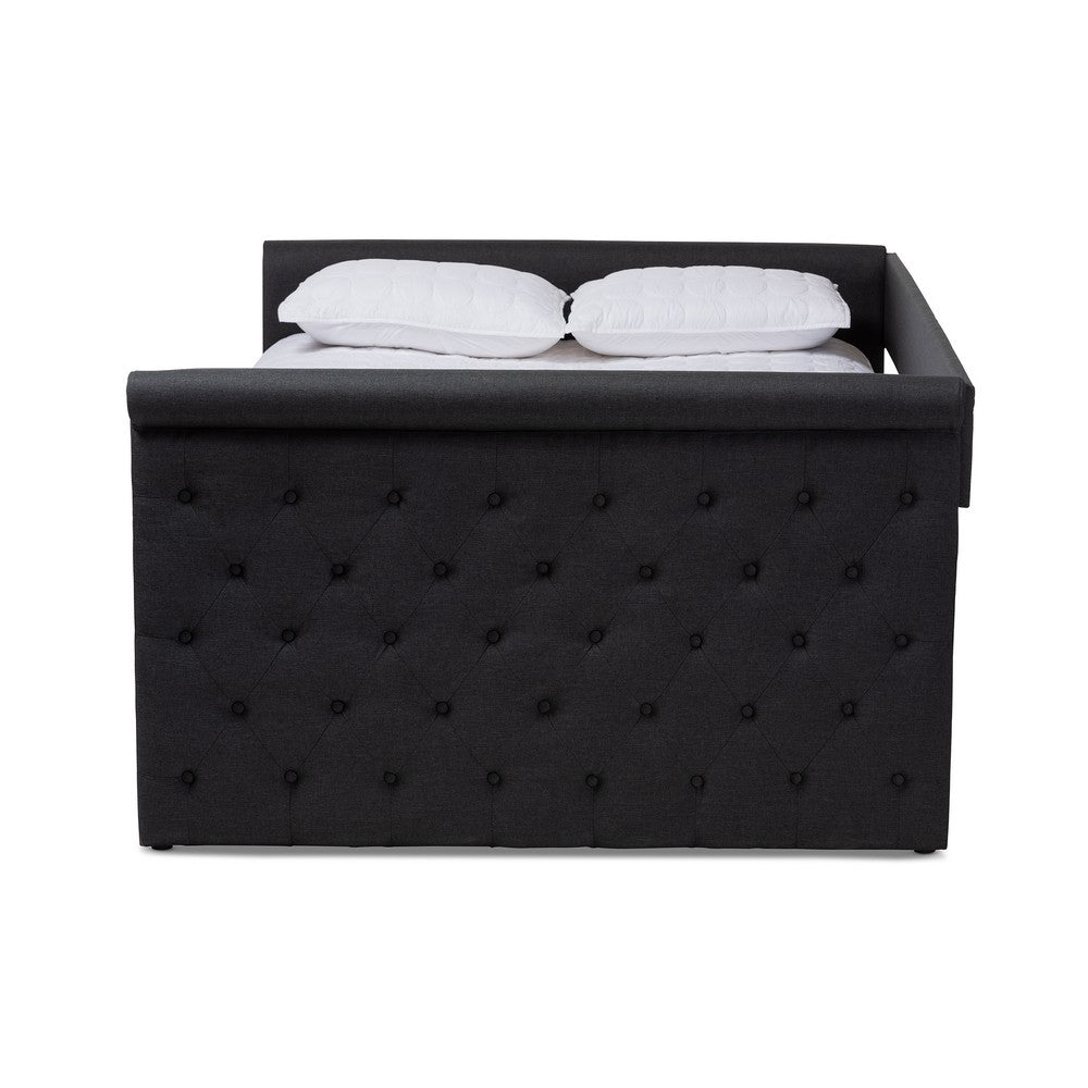Baxton Studio - Alena Full Size Daybed with Trundle in Dark Grey - CF8825-Dark Grey-Daybed-F/T view 3