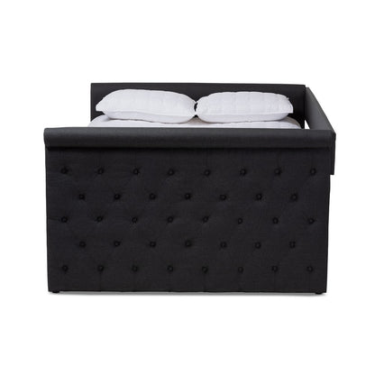 Baxton Studio - Alena Full Size Daybed with Trundle in Dark Grey - CF8825-Dark Grey-Daybed-F/T view 3