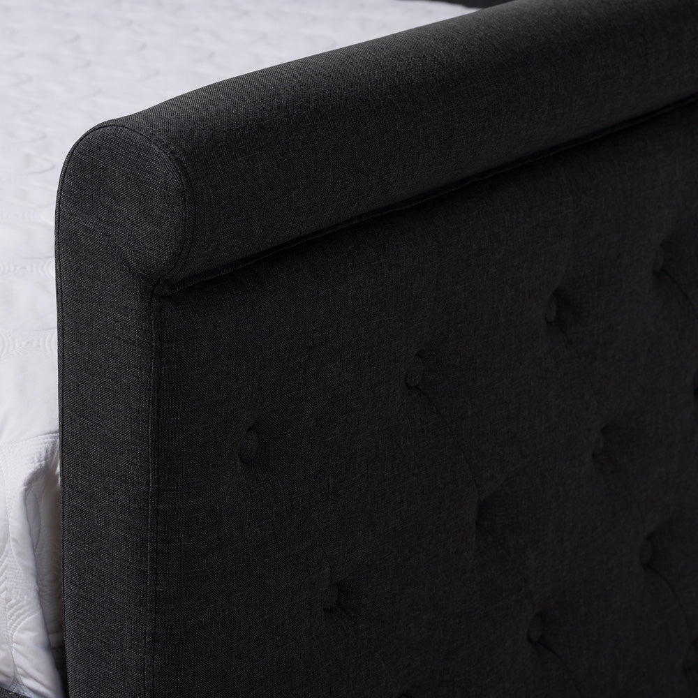 Baxton Studio - Alena Full Size Daybed with Trundle in Dark Grey - CF8825-Dark Grey-Daybed-F/T view 6