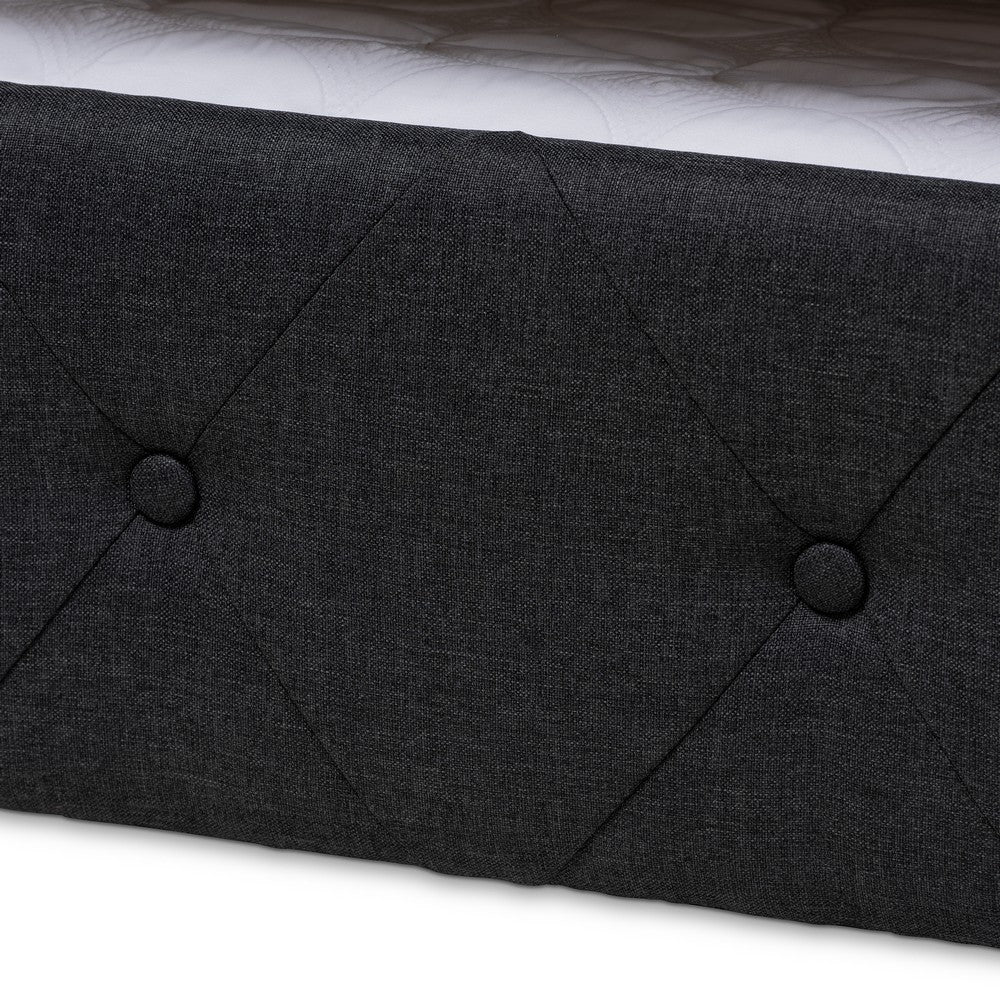 Baxton Studio - Alena Full Size Daybed with Trundle in Dark Grey - CF8825-Dark Grey-Daybed-F/T view 7