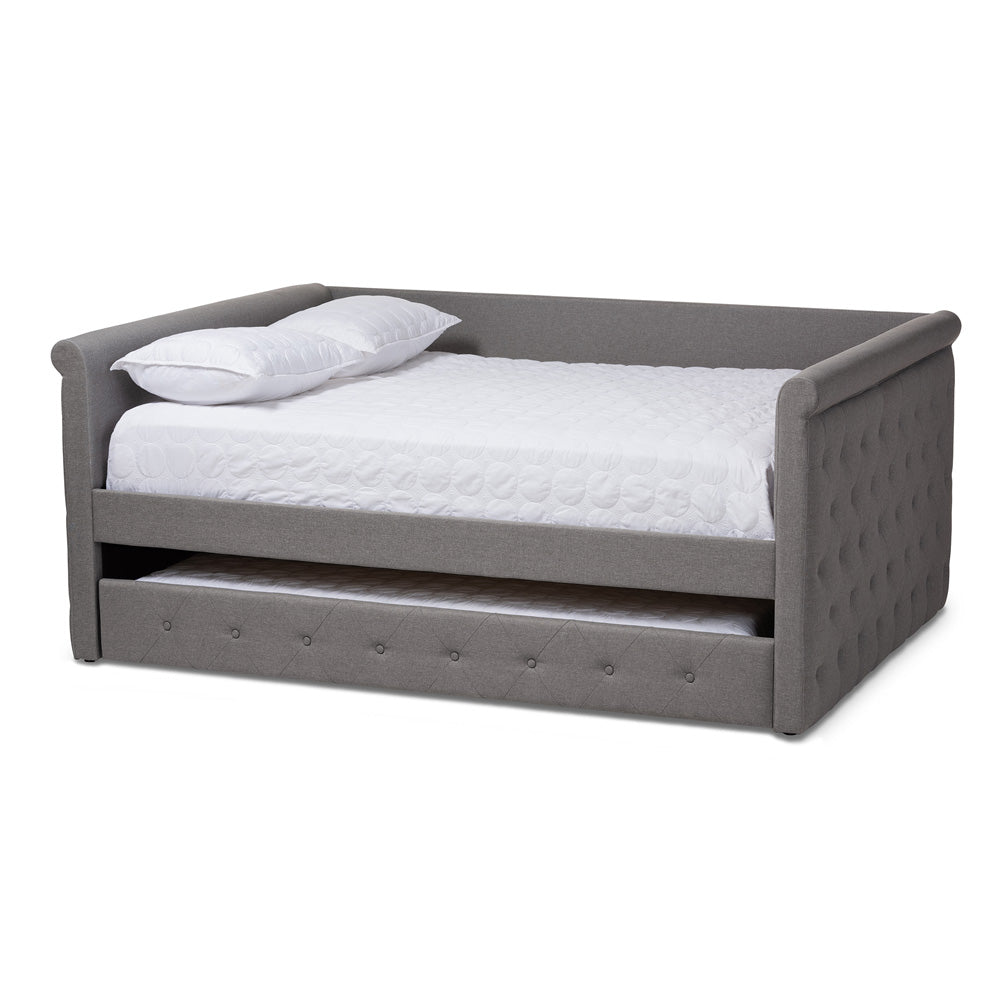 Baxton Studio - Alena Full Size Daybed with Trundle in Grey - CF8825-Grey-Daybed-F/T view 1
