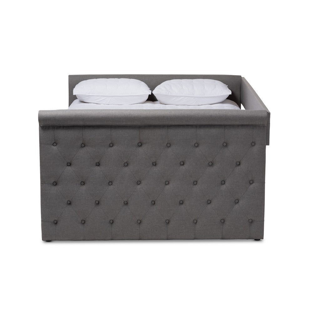 Baxton Studio - Alena Full Size Daybed with Trundle in Grey - CF8825-Grey-Daybed-F/T view 3