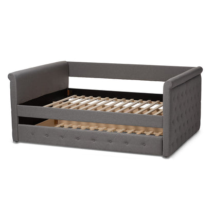 Baxton Studio - Alena Full Size Daybed with Trundle in Grey - CF8825-Grey-Daybed-F/T view 4
