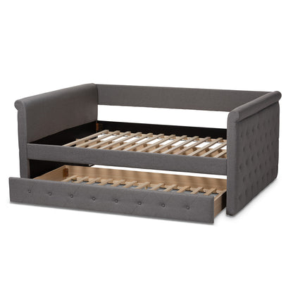 Baxton Studio - Alena Full Size Daybed with Trundle in Grey - CF8825-Grey-Daybed-F/T view 5