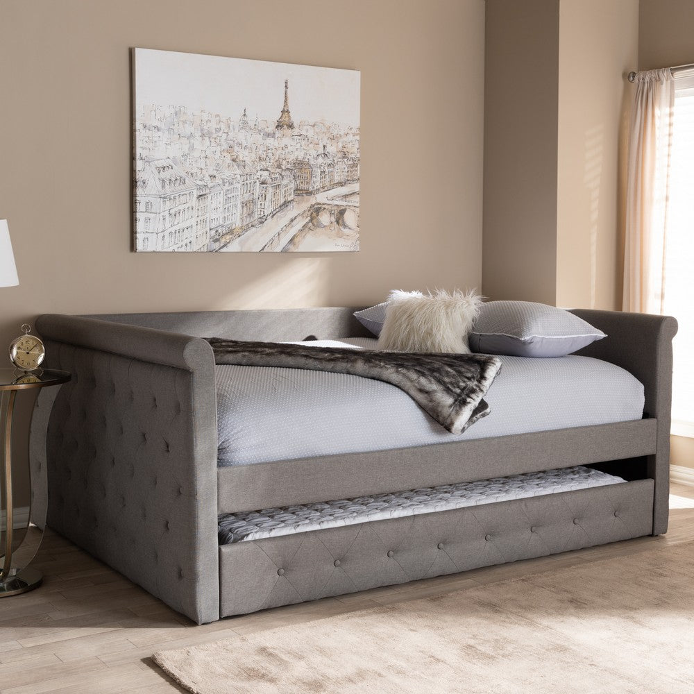 Baxton Studio - Alena Full Size Daybed with Trundle in Grey - CF8825-Grey-Daybed-F/T view 8