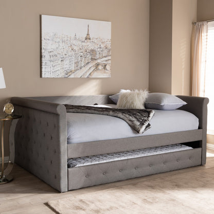 Baxton Studio - Alena Full Size Daybed with Trundle in Grey - CF8825-Grey-Daybed-F/T view 8