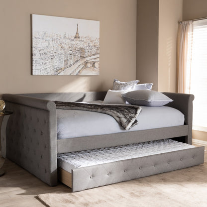 Baxton Studio - Alena Full Size Daybed with Trundle in Grey - CF8825-Grey-Daybed-F/T view 9