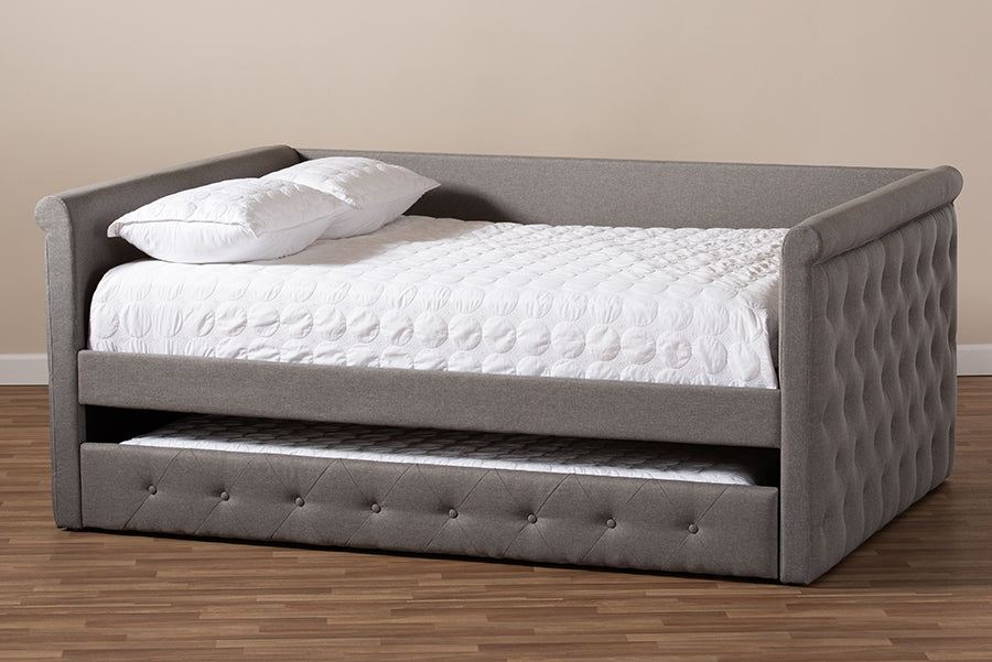 Baxton Studio - Alena Full Size Daybed with Trundle in Grey - CF8825-Grey-Daybed-F/T view 10