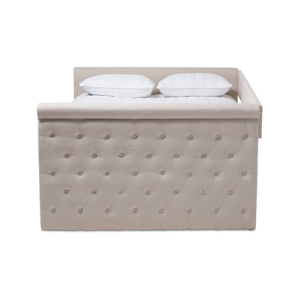 Baxton Studio - Alena Queen Size Daybed with Trundle in Light Beige - CF8825-Light Beige-Daybed-Q/T view 3