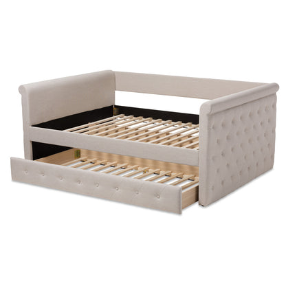 Baxton Studio - Alena Queen Size Daybed with Trundle in Light Beige - CF8825-Light Beige-Daybed-Q/T view 5