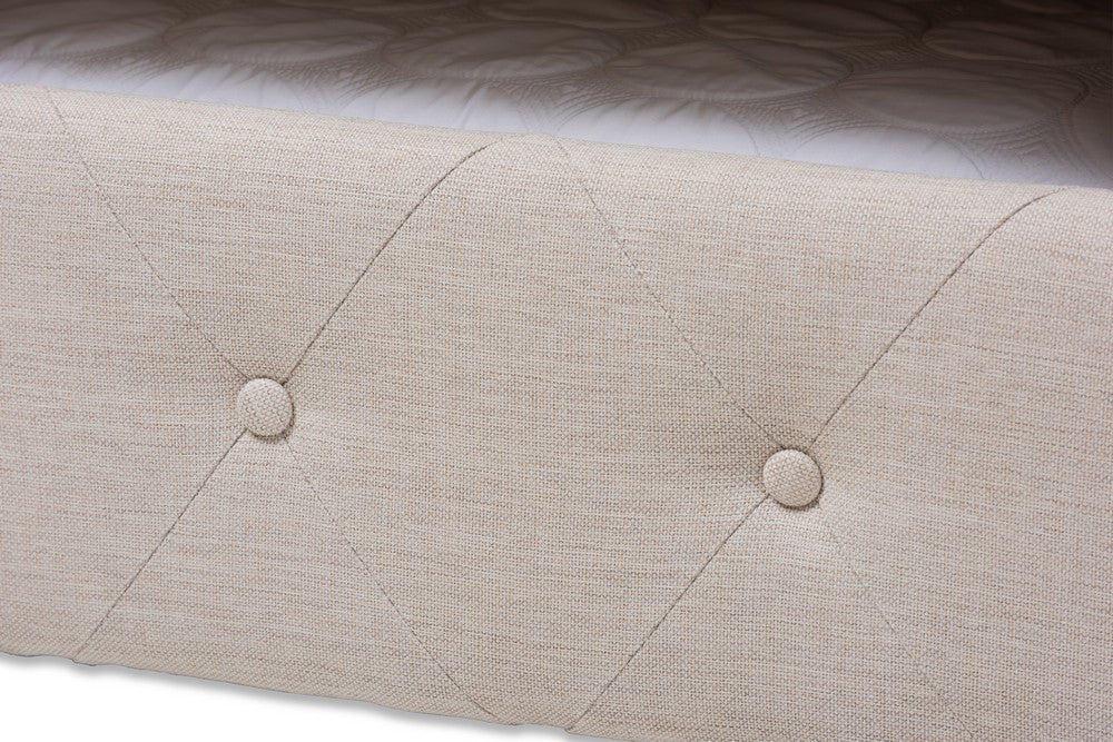 Baxton Studio - Alena Queen Size Daybed with Trundle in Light Beige - CF8825-Light Beige-Daybed-Q/T view 7
