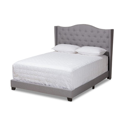 Baxton Studio - Alesha King Size Bed in Grey - Alesha-Grey-King view 1