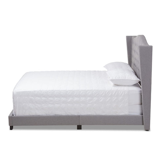 Baxton Studio - Alesha King Size Bed in Grey - Alesha-Grey-King view 2