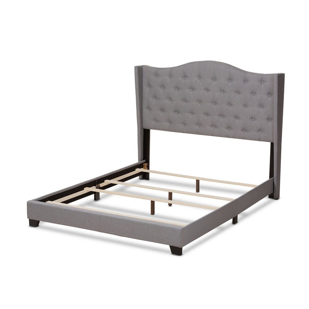Baxton Studio - Alesha King Size Bed in Grey - Alesha-Grey-King view 3