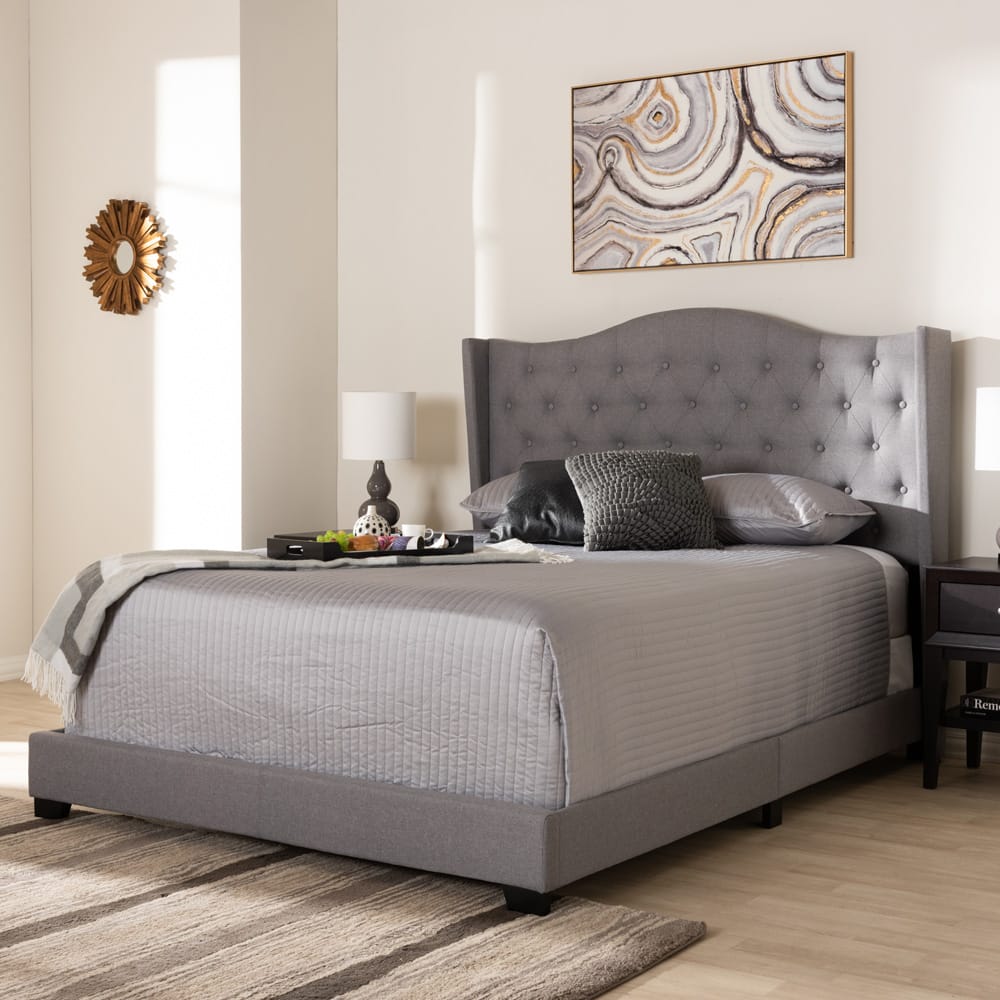 Baxton Studio - Alesha King Size Bed in Grey - Alesha-Grey-King view 6