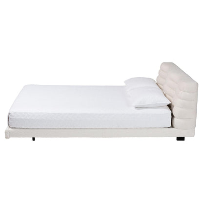 Baxton Studio - Alfie King Size Bed in Cream/Black - BBT61332-Floating Bed-Cream-King view 2
