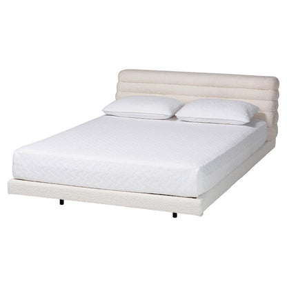 Baxton Studio - Alfie Queen Size Bed in Cream/Black - BBT61332-Floating Bed-Cream-Queen view 1