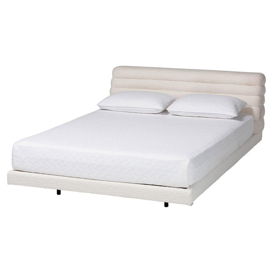 Baxton Studio - Alfie Queen Size Bed in Cream/Black - BBT61332-Floating Bed-Cream-Queen view 1