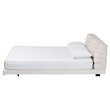 Baxton Studio - Alfie Queen Size Bed in Cream/Black - BBT61332-Floating Bed-Cream-Queen view 2