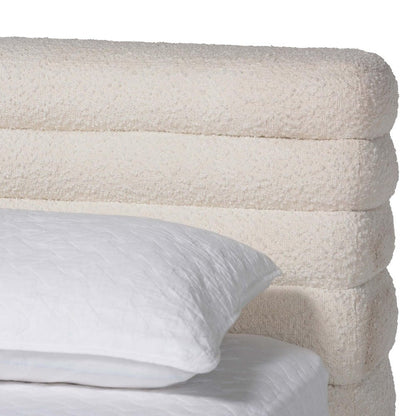 Baxton Studio - Alfie Queen Size Bed in Cream/Black - BBT61332-Floating Bed-Cream-Queen view 4