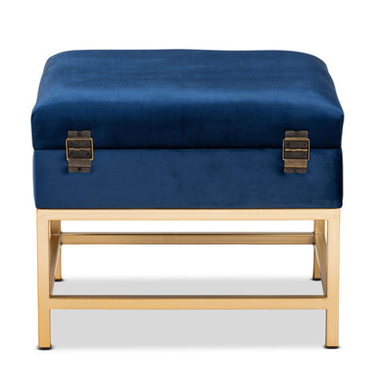 Baxton Studio - Aliana Storage Ottoman in Navy Blue/Gold - JY19B-051S-Navy Blue Velvet/Gold-Otto view 5