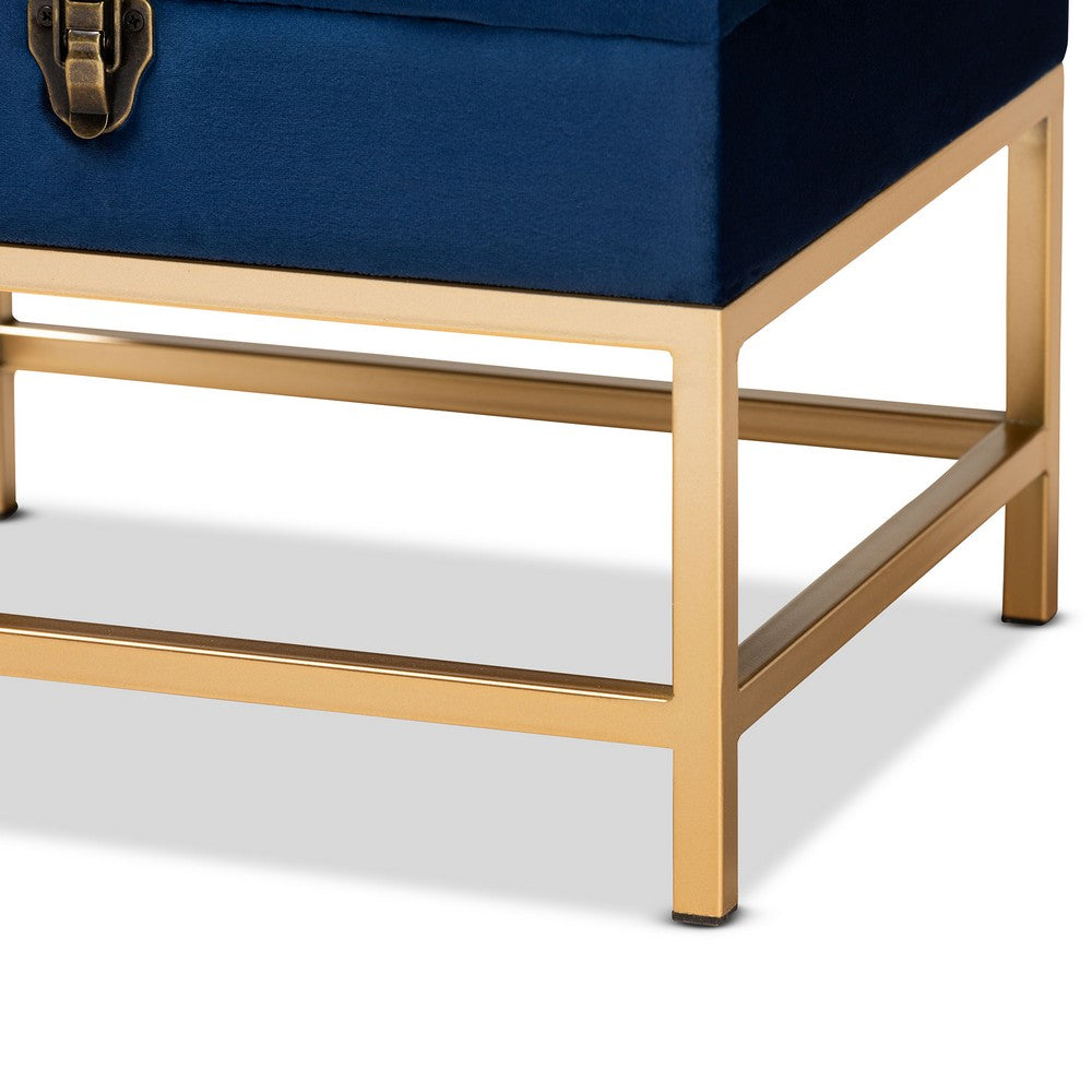 Baxton Studio - Aliana Storage Ottoman in Navy Blue/Gold - JY19B-051S-Navy Blue Velvet/Gold-Otto view 6
