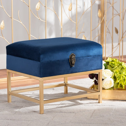 Baxton Studio - Aliana Storage Ottoman in Navy Blue/Gold - JY19B-051S-Navy Blue Velvet/Gold-Otto view 7
