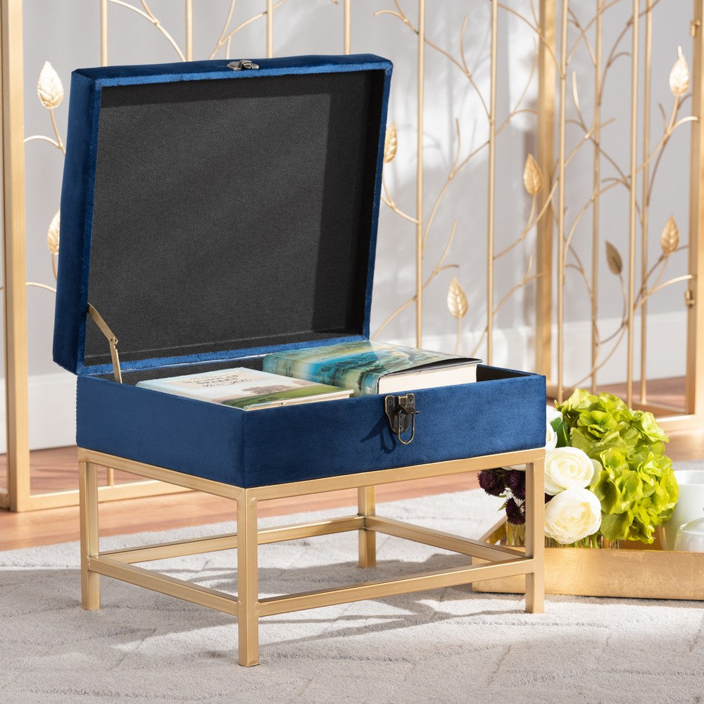 Baxton Studio - Aliana Storage Ottoman in Navy Blue/Gold - JY19B-051S-Navy Blue Velvet/Gold-Otto view 8