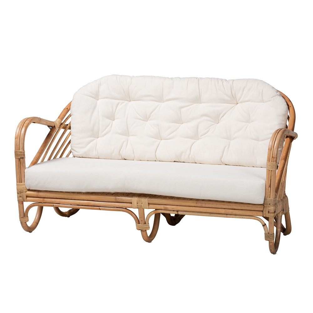 Baxton Studio - Aliane Living Room Set in White/Natural Brown - DC8041-Rattan-4PC Living Room Set view 3