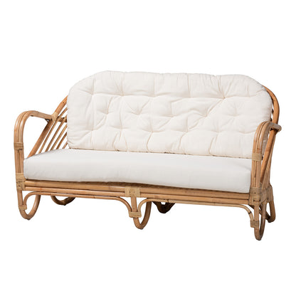 Baxton Studio - Aliane Living Room Set in White/Natural Brown - DC8041-Rattan-4PC Living Room Set view 3