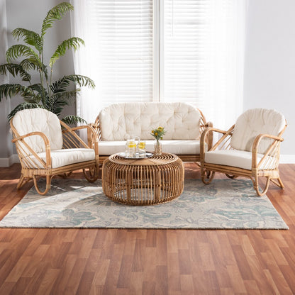 Baxton Studio - Aliane Living Room Set in White/Natural Brown - DC8041-Rattan-4PC Living Room Set view 10