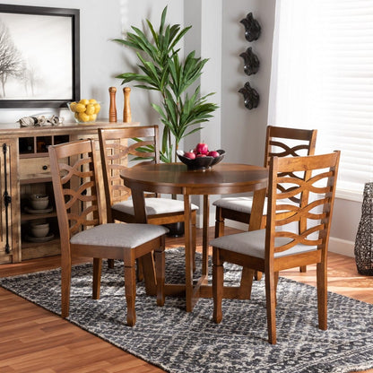 Baxton Studio - Alicia Dining Set in Grey/walnut brown - Alicia-Grey/Walnut-5PC Dining Set view 7