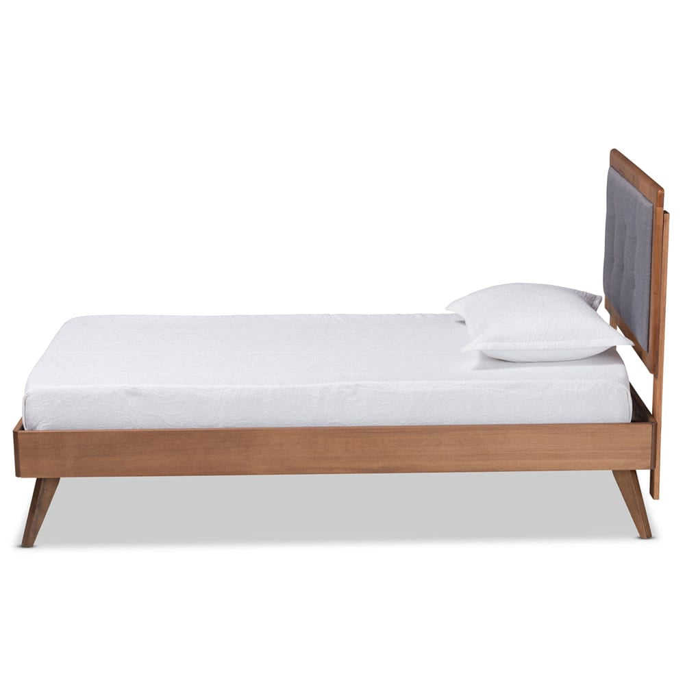 Baxton Studio - Alida Twin Size Bed in Dark Grey/Walnut Brown - Alida-Dark Grey/Ash Walnut-Twin view 2