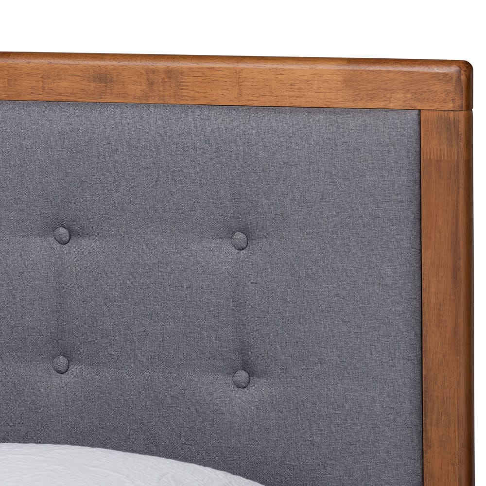 Baxton Studio - Alida Twin Size Bed in Dark Grey/Walnut Brown - Alida-Dark Grey/Ash Walnut-Twin view 4