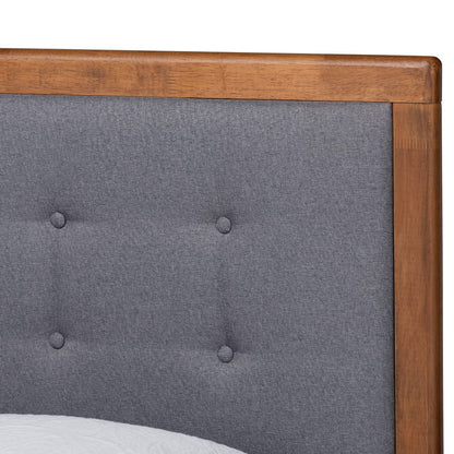 Baxton Studio - Alida Twin Size Bed in Dark Grey/Walnut Brown - Alida-Dark Grey/Ash Walnut-Twin view 4